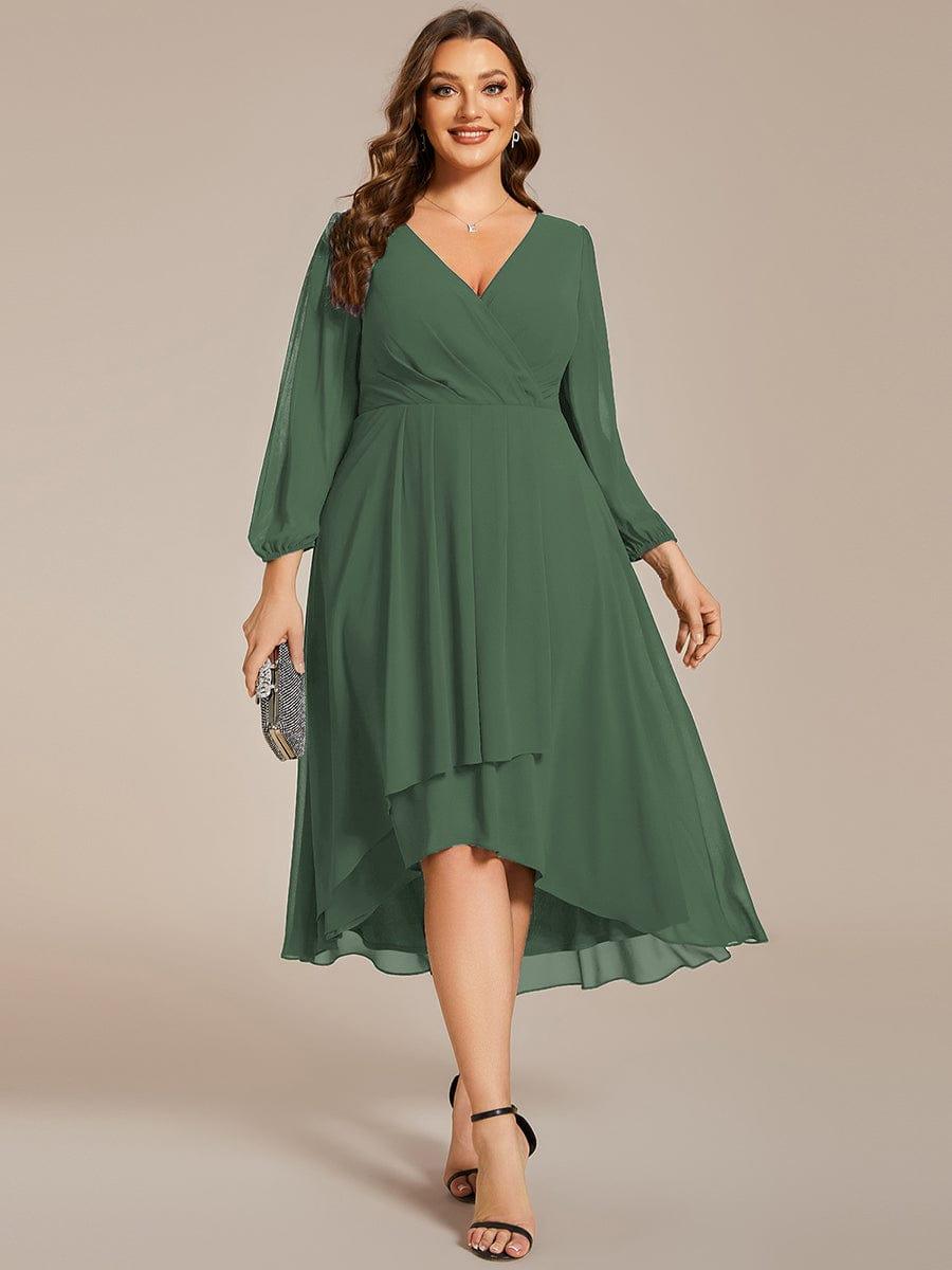 ever BRIAR|3/4 Sleeves Asymmetrical Hem A-Line Midi Bridesmaid Dress