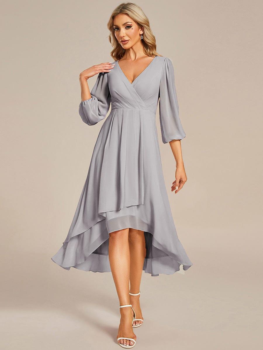ever BRIAR|3/4 Sleeves Asymmetrical Hem A-Line Midi Wedding Guest Dress