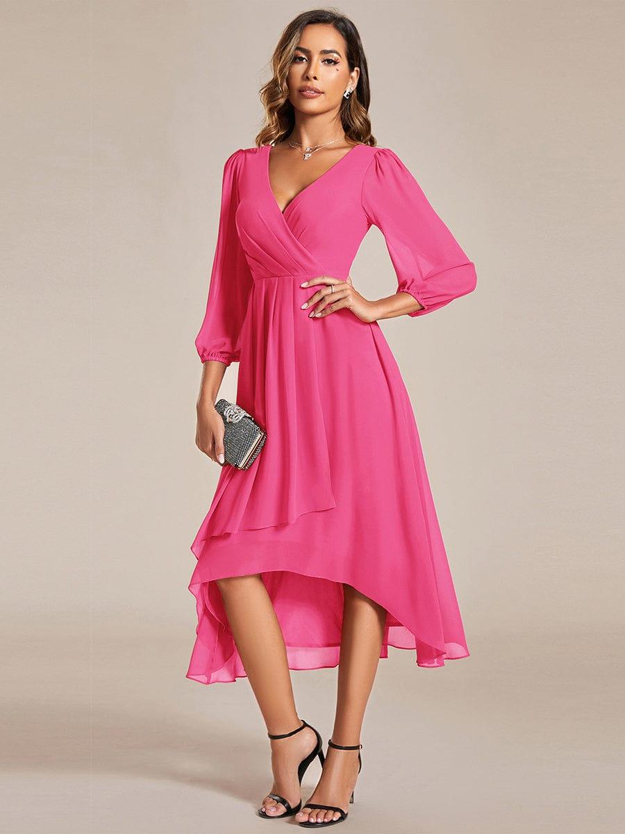 ever BRIAR|3/4 Sleeves Asymmetrical Hem A-Line Midi Bridesmaid Dress