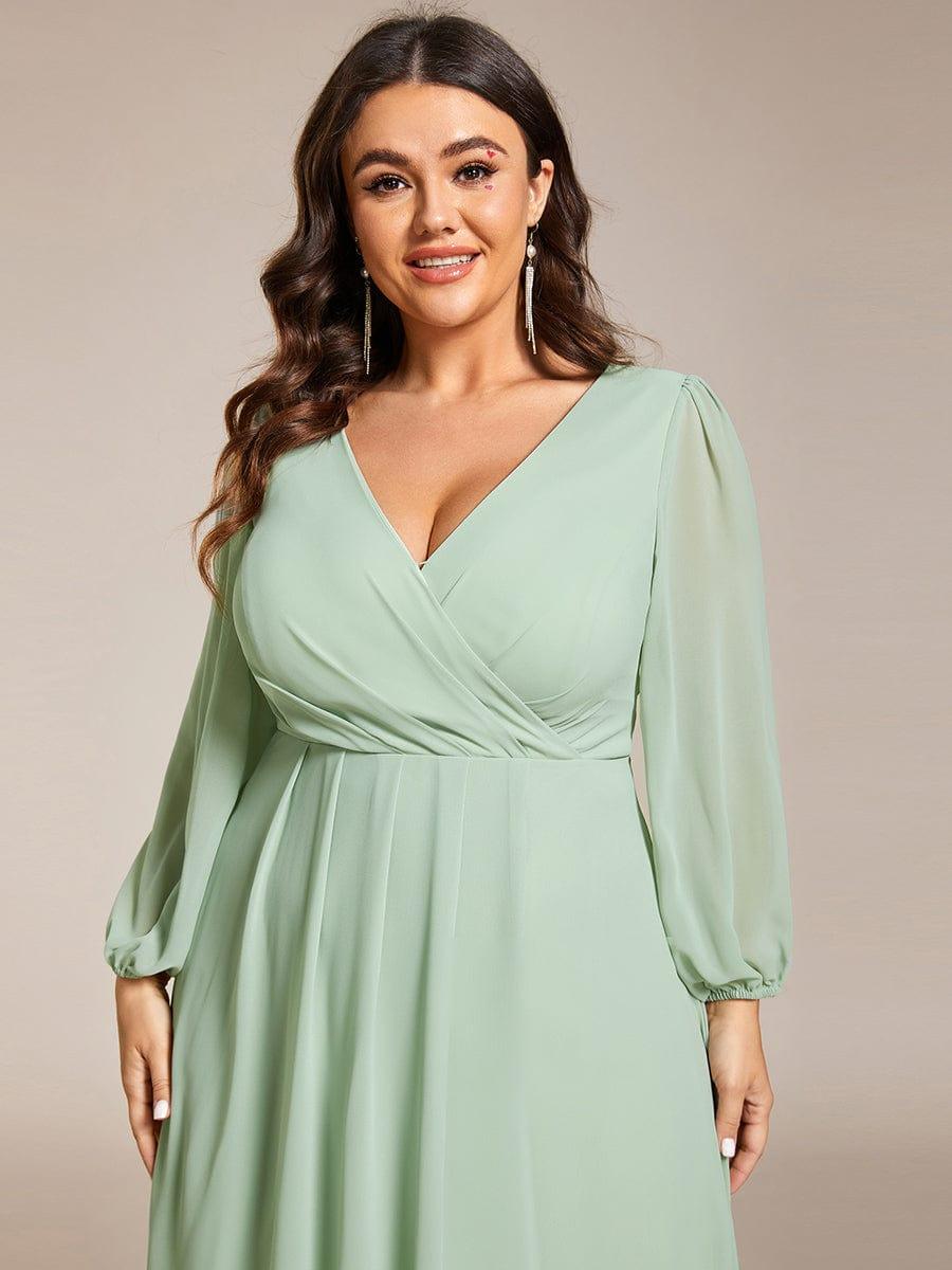ever BRIAR|3/4 Sleeves Asymmetrical Hem A-Line Midi Bridesmaid Dress