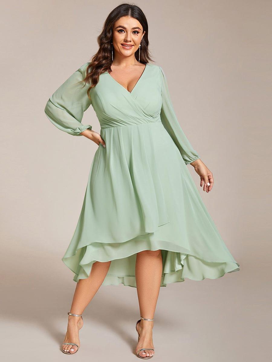 ever BRIAR|3/4 Sleeves Asymmetrical Hem A-Line Midi Bridesmaid Dress