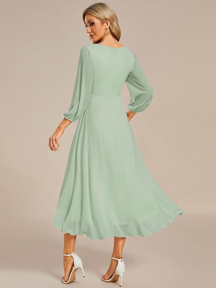 ever BRIAR|3/4 Sleeves Asymmetrical Hem A-Line Midi Bridesmaid Dress