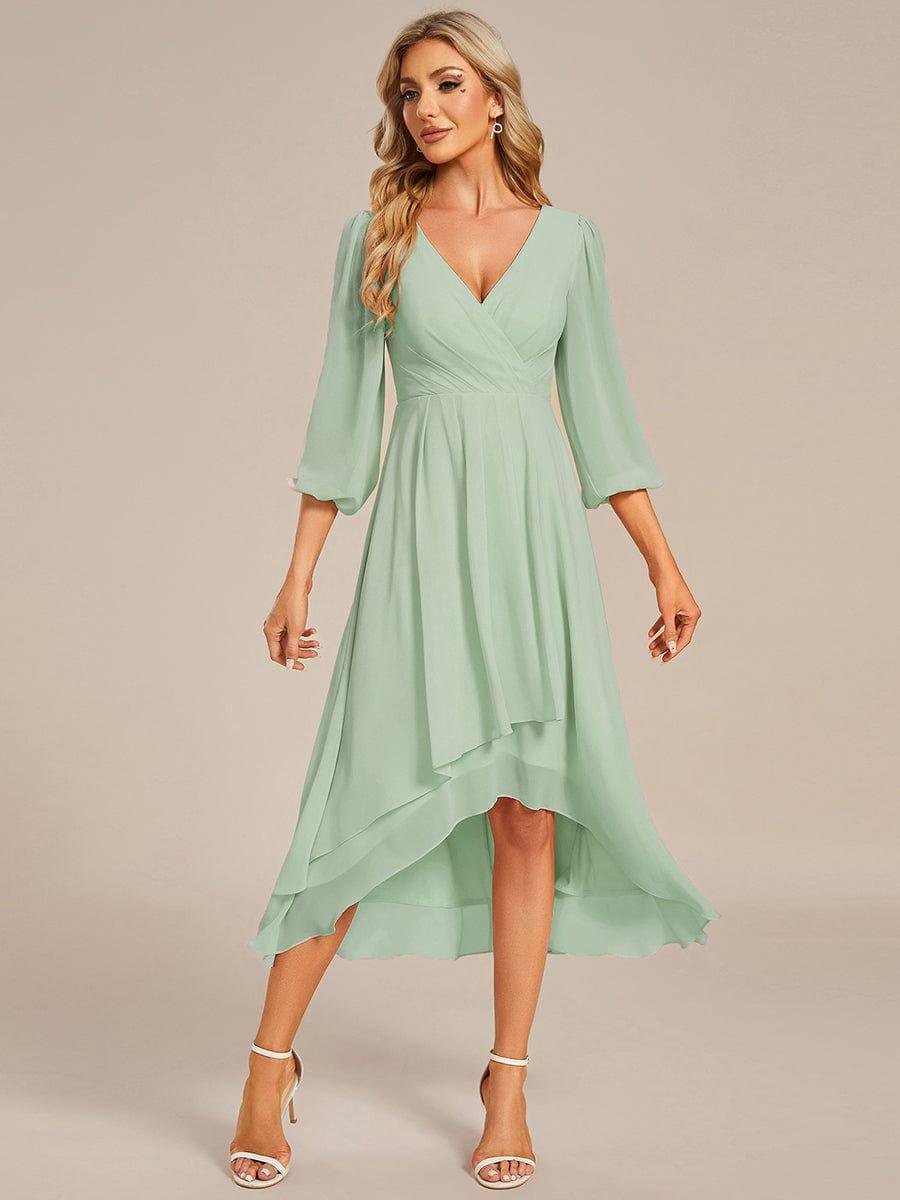 ever BRIAR|3/4 Sleeves Asymmetrical Hem A-Line Midi Bridesmaid Dress