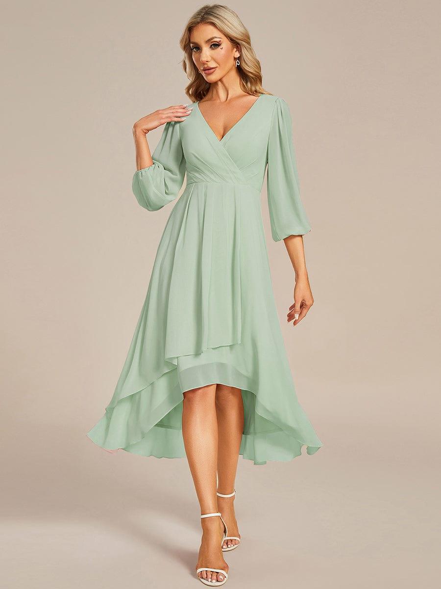 ever BRIAR|3/4 Sleeves Asymmetrical Hem A-Line Midi Wedding Guest Dress