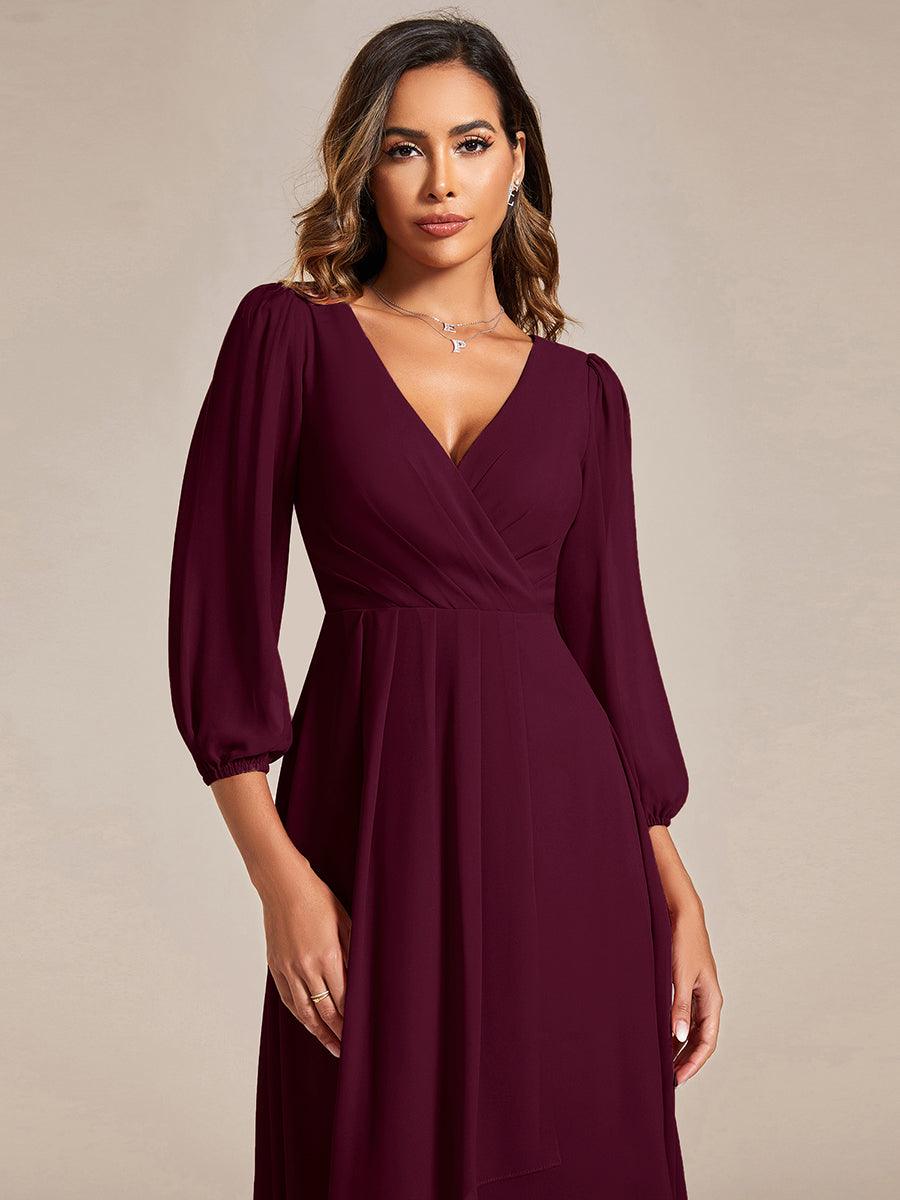 ever BRIAR|See-Through 3/4 Sleeves V-Neck A-Line Chiffon Wedding Guest Dress