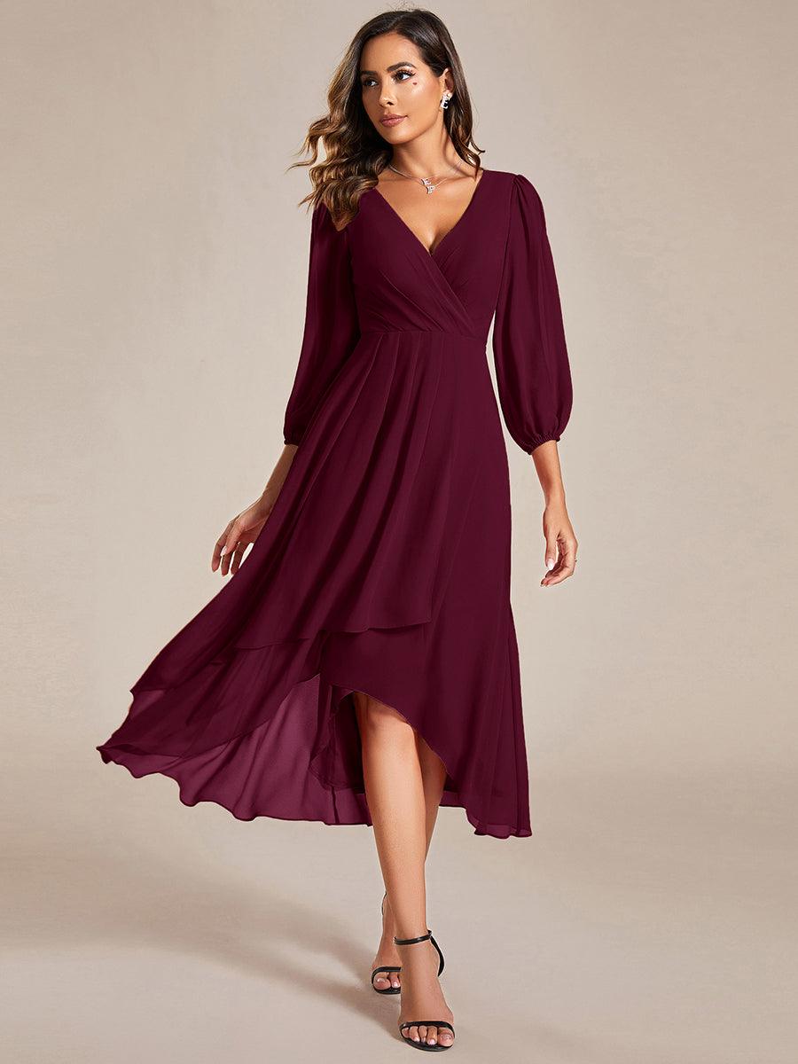 ever BRIAR|See-Through 3/4 Sleeves V-Neck A-Line Chiffon Wedding Guest Dress