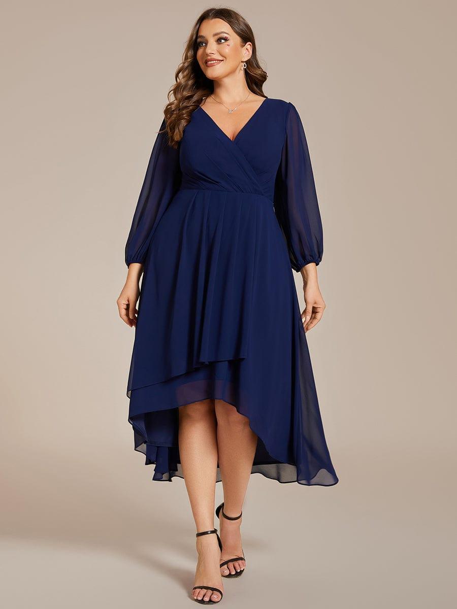 ever BRIAR|3/4 Sleeves Asymmetrical Hem A-Line Midi Bridesmaid Dress