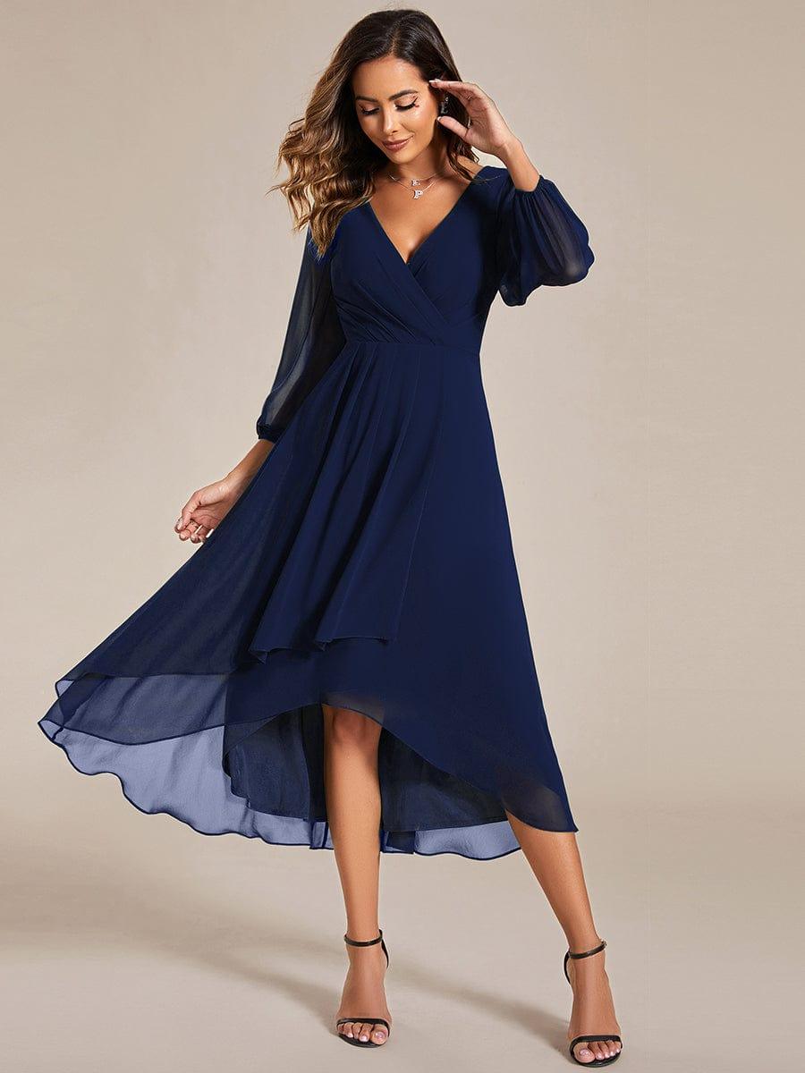 ever BRIAR|3/4 Sleeves Asymmetrical Hem A-Line Midi Bridesmaid Dress