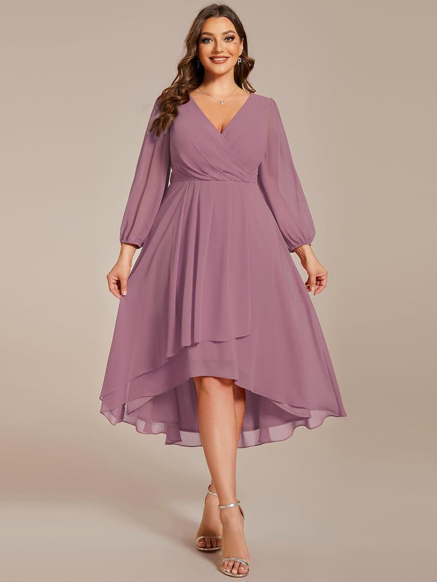 ever BRIAR|3/4 Sleeves Asymmetrical Hem A-Line Midi Wedding Guest Dress