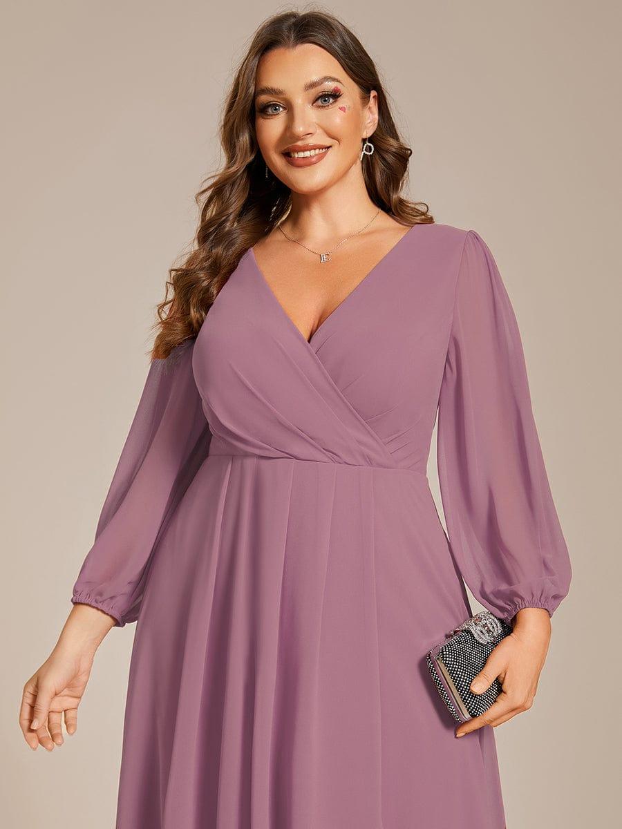 ever BRIAR|3/4 Sleeves Asymmetrical Hem A-Line Midi Bridesmaid Dress