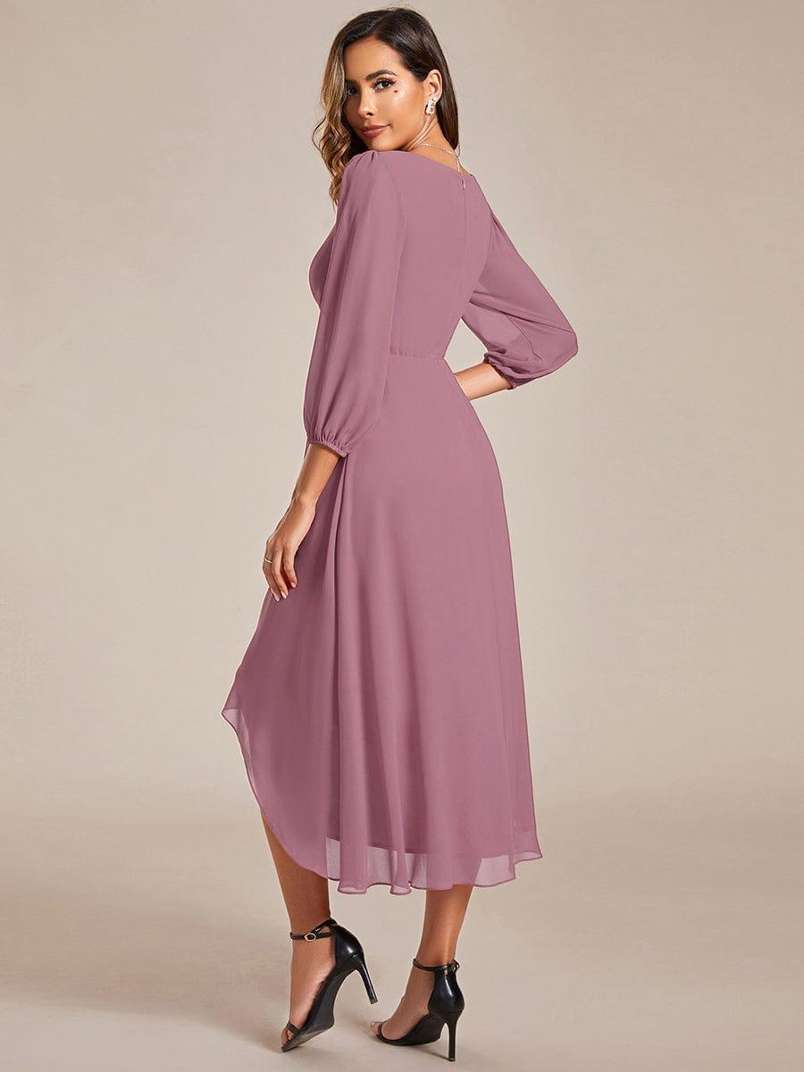 ever BRIAR|3/4 Sleeves Asymmetrical Hem A-Line Midi Bridesmaid Dress