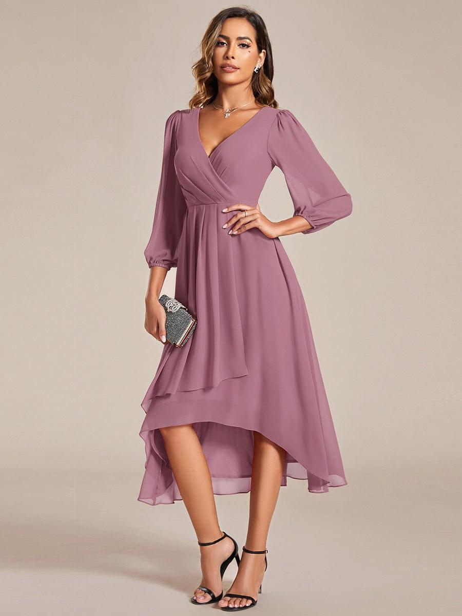 ever BRIAR|3/4 Sleeves Asymmetrical Hem A-Line Midi Wedding Guest Dress