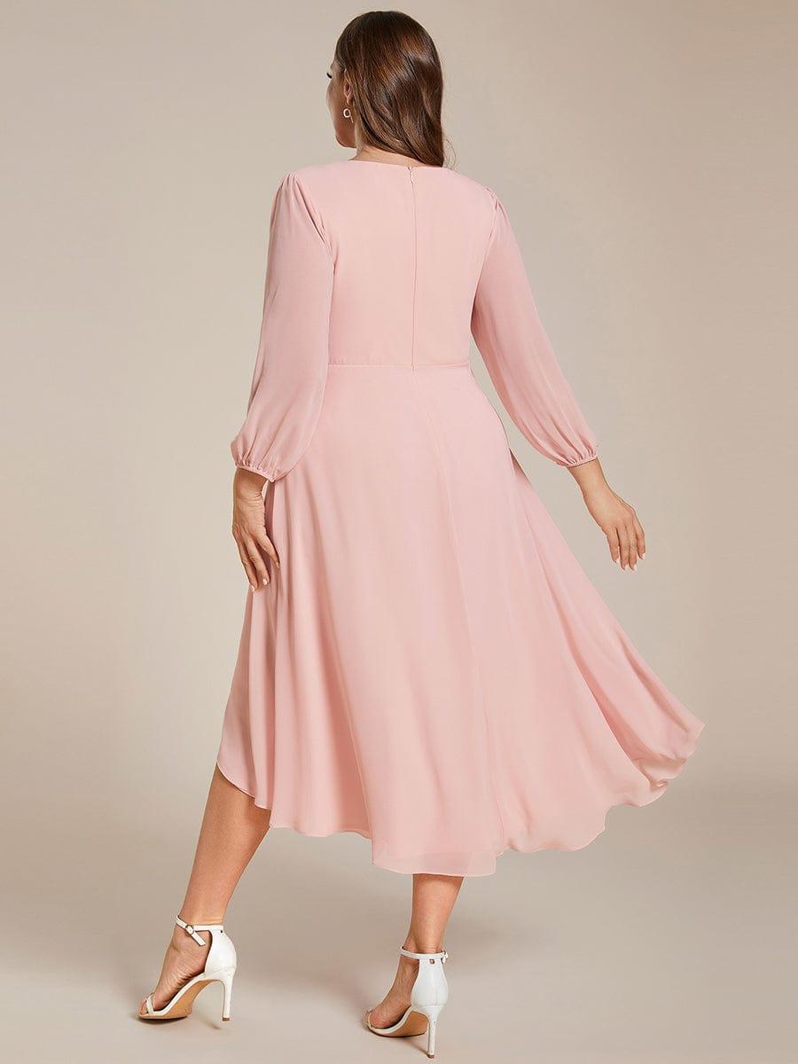 ever BRIAR|3/4 Sleeves Asymmetrical Hem A-Line Midi Bridesmaid Dress