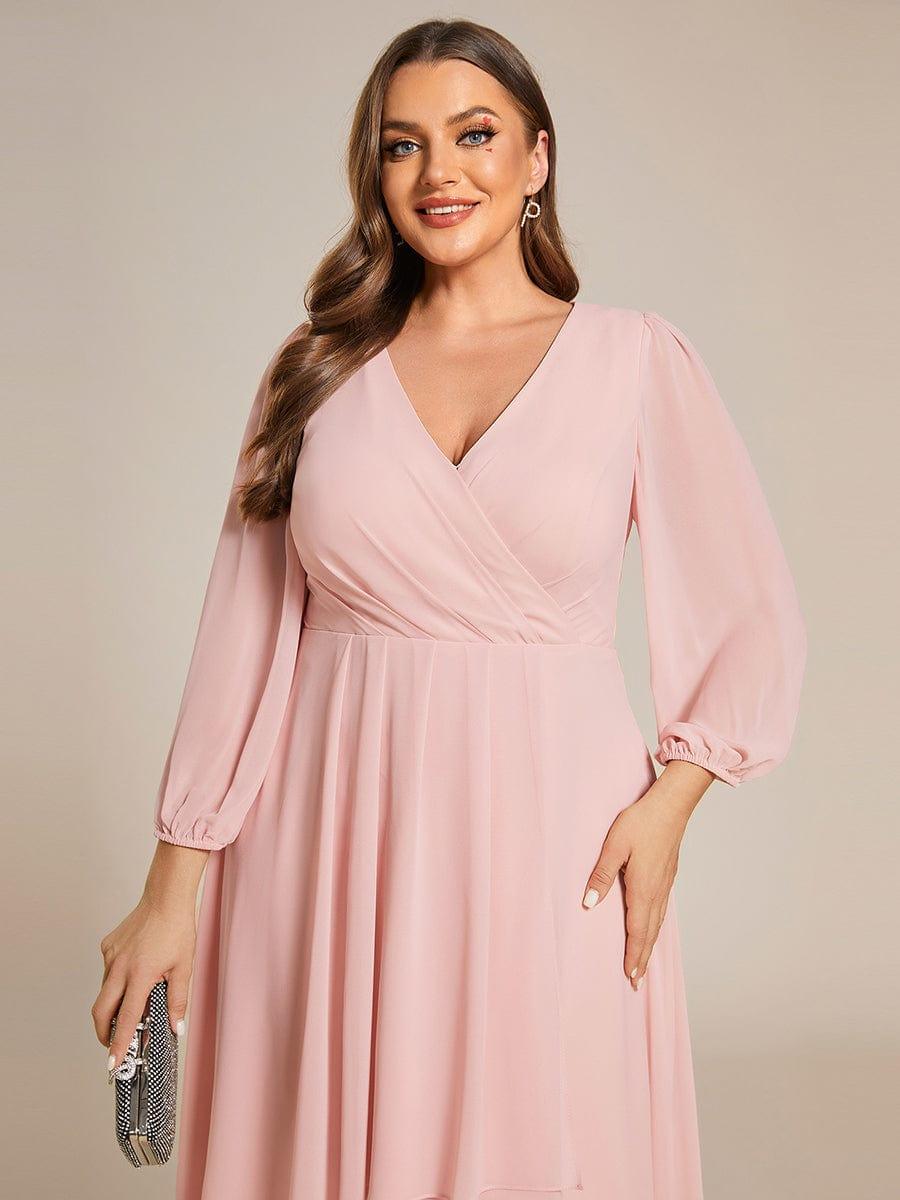 ever BRIAR|3/4 Sleeves Asymmetrical Hem A-Line Midi Bridesmaid Dress