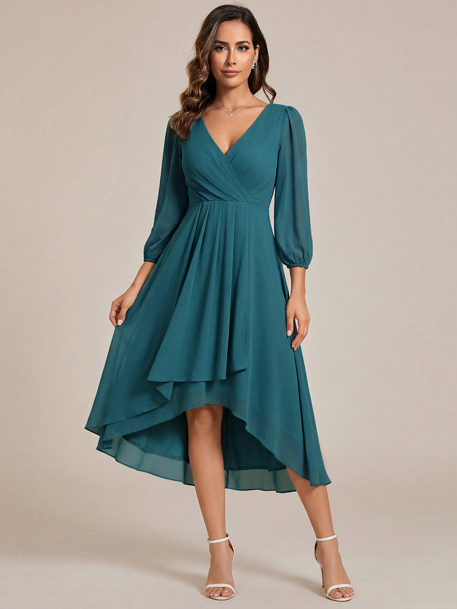 ever BRIAR|3/4 Sleeves Asymmetrical Hem A-Line Midi Bridesmaid Dress