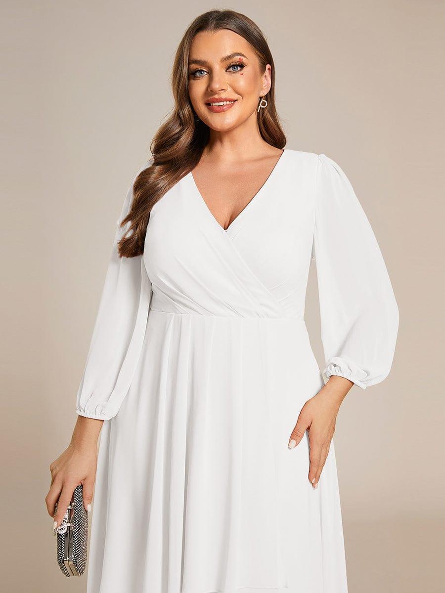 ever BRIAR|3/4 Sleeves Asymmetrical Hem A-Line Midi Bridesmaid Dress