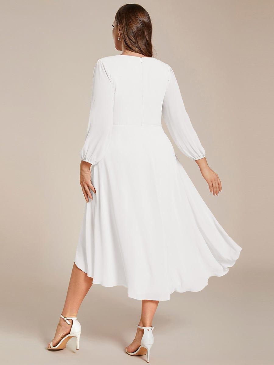 ever BRIAR|3/4 Sleeves Asymmetrical Hem A-Line Midi Bridesmaid Dress