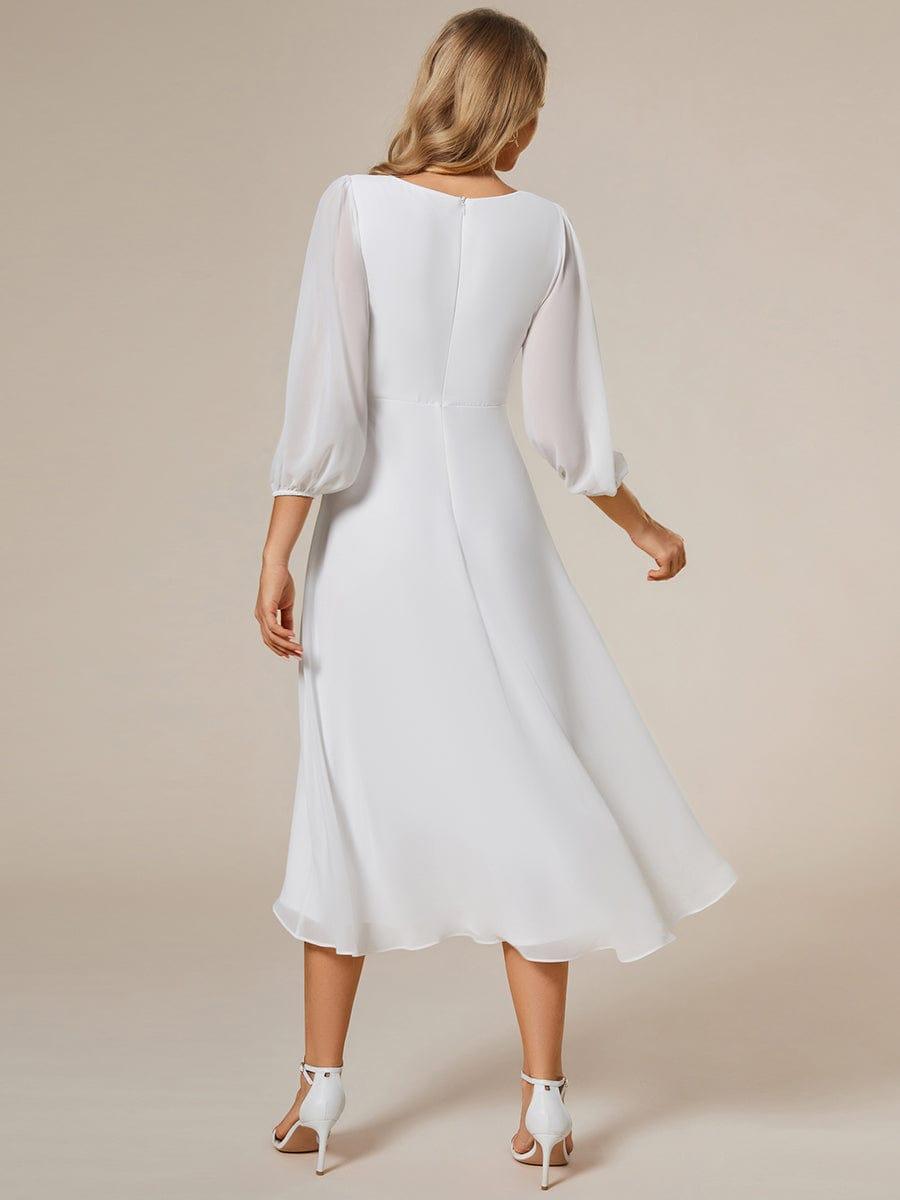 ever BRIAR|3/4 Sleeves Asymmetrical Hem A-Line Midi Bridesmaid Dress