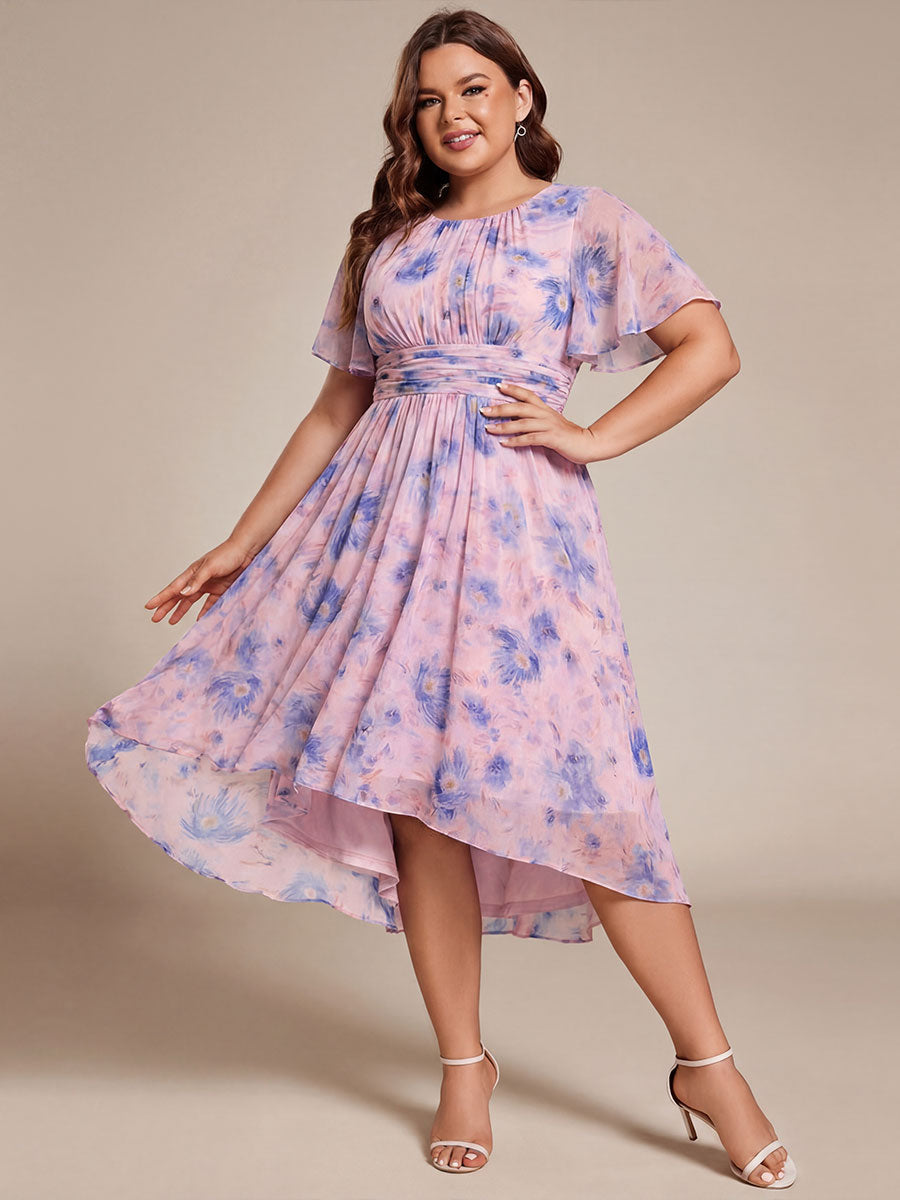ever EDEN|Chic A-Line Pleated Knee-Length Flowy Chiffon Wedding Guest Dress