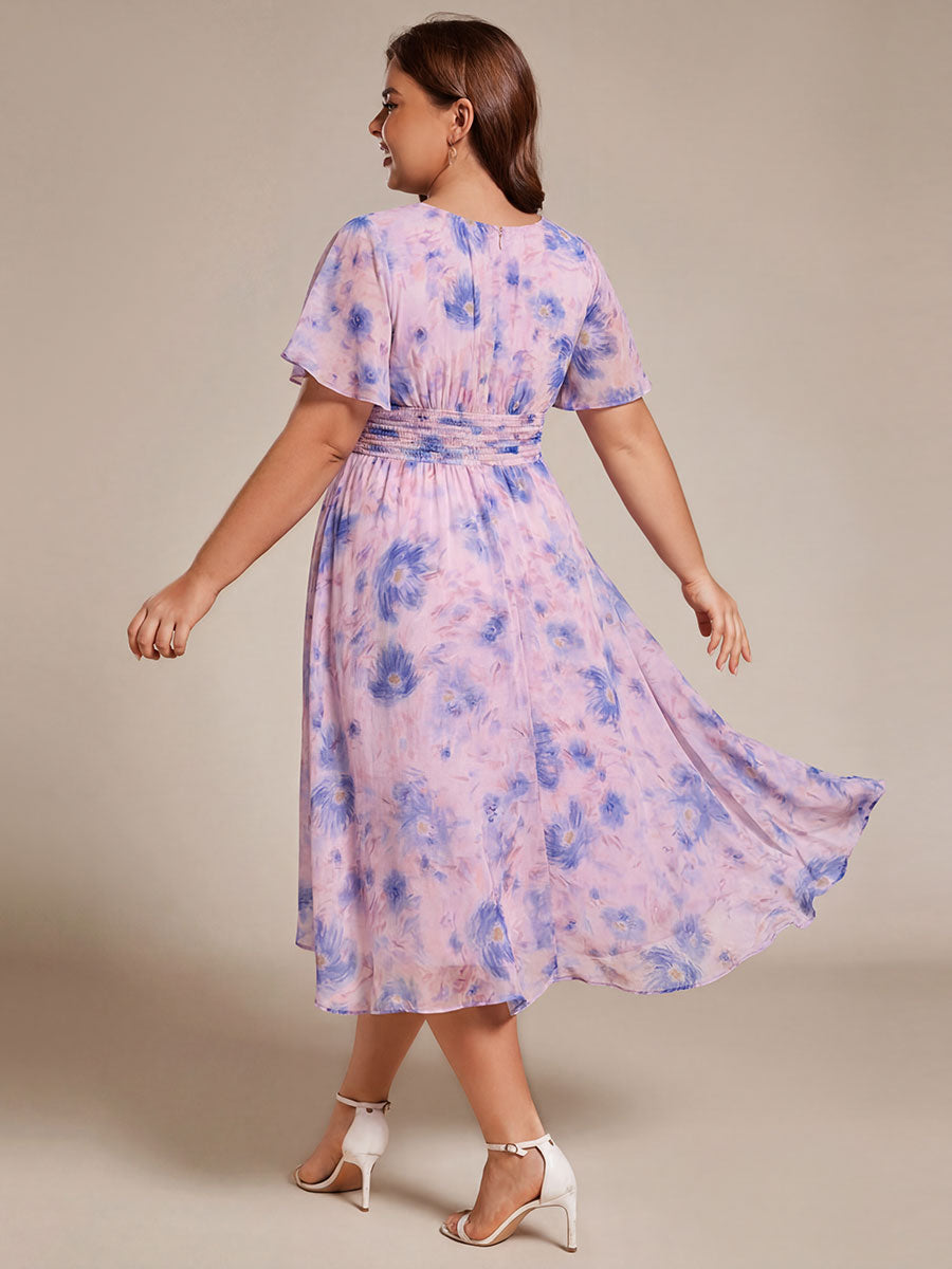 ever EDEN|Chic A-Line Pleated Knee-Length Flowy Chiffon Wedding Guest Dress