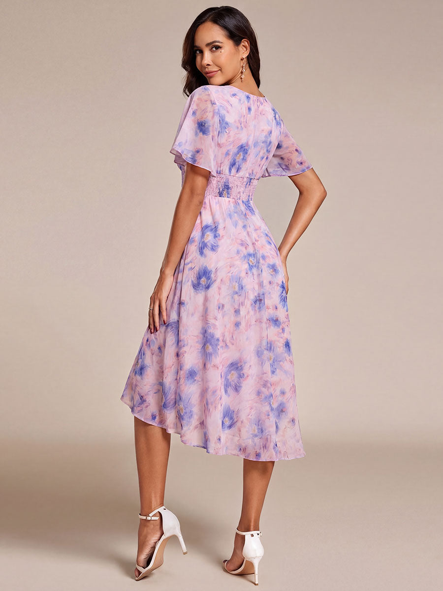 ever EDEN|Chic A-Line Pleated Knee-Length Flowy Chiffon Wedding Guest Dress
