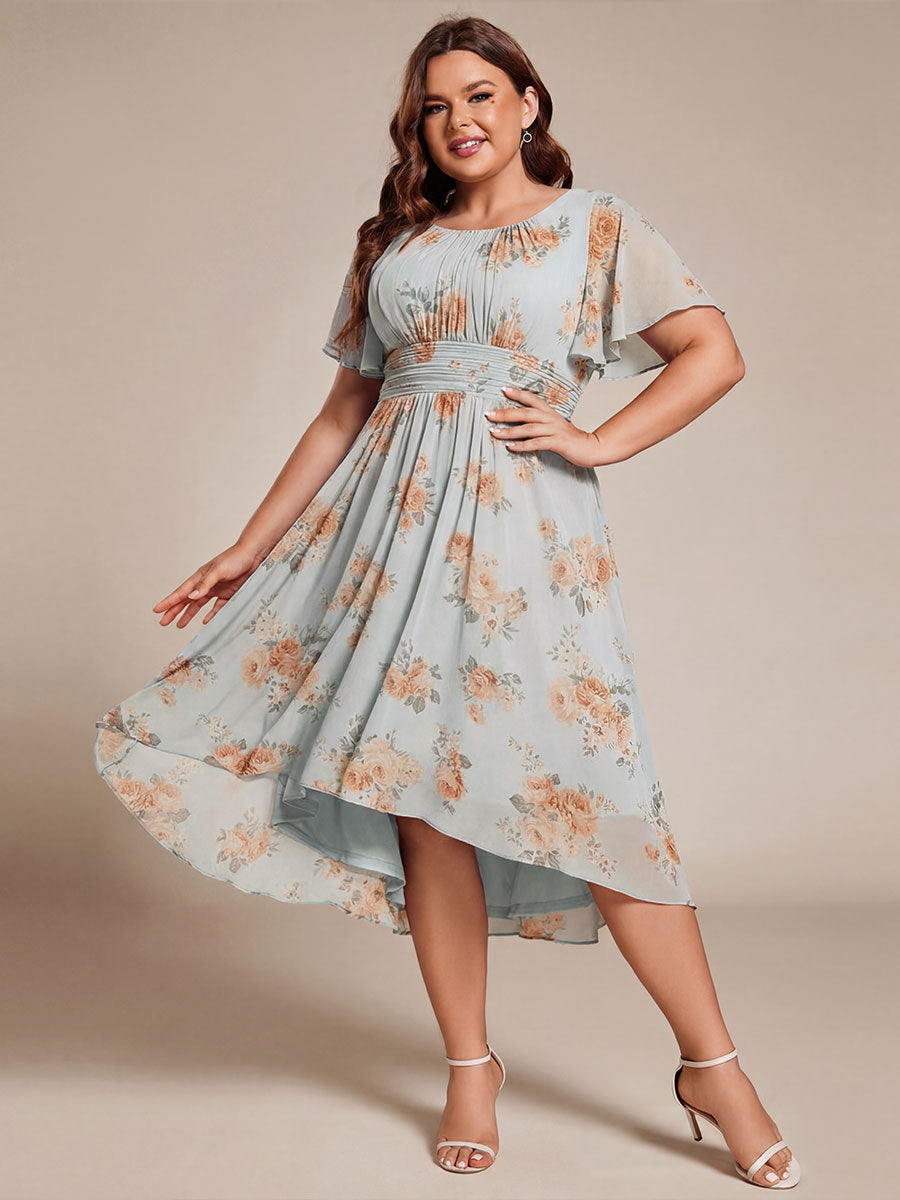 ever EDEN|Chic A-Line Pleated Knee-Length Flowy Chiffon Wedding Guest Dress