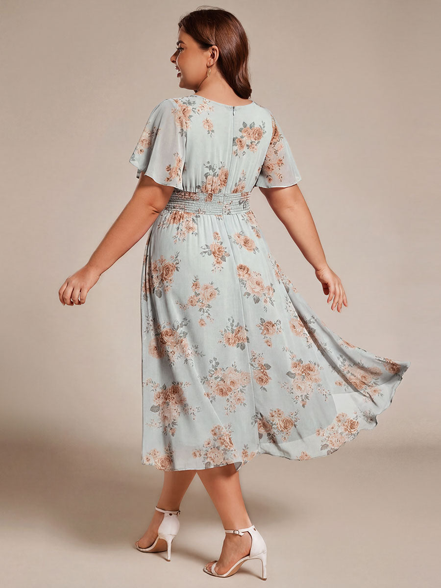 ever EDEN|Chic A-Line Pleated Knee-Length Flowy Chiffon Wedding Guest Dress