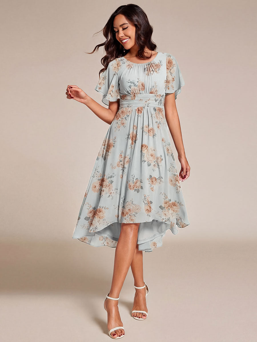 ever EDEN|Chic A-Line Pleated Knee-Length Flowy Chiffon Wedding Guest Dress