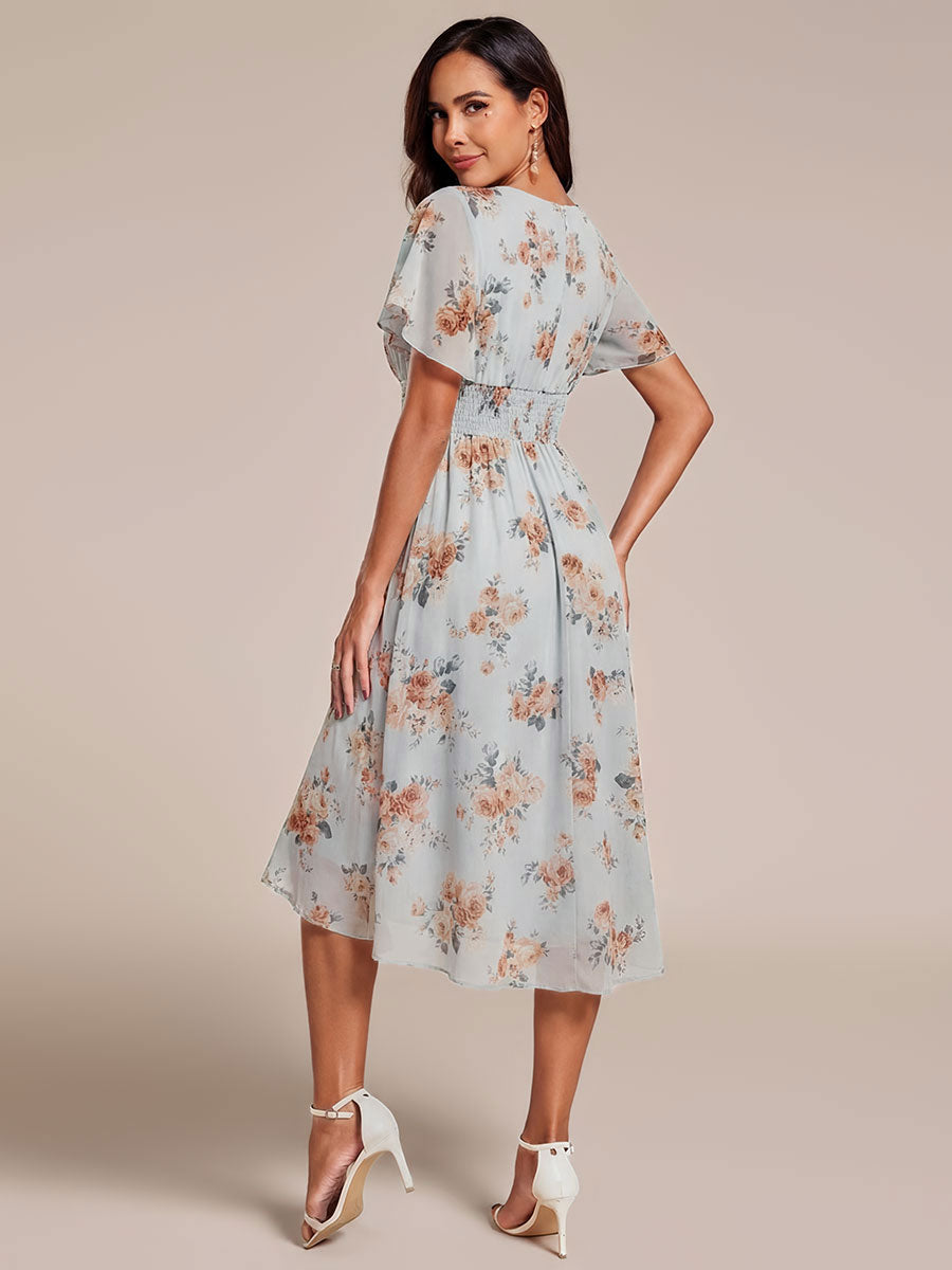 ever EDEN|Chic A-Line Pleated Knee-Length Flowy Chiffon Wedding Guest Dress
