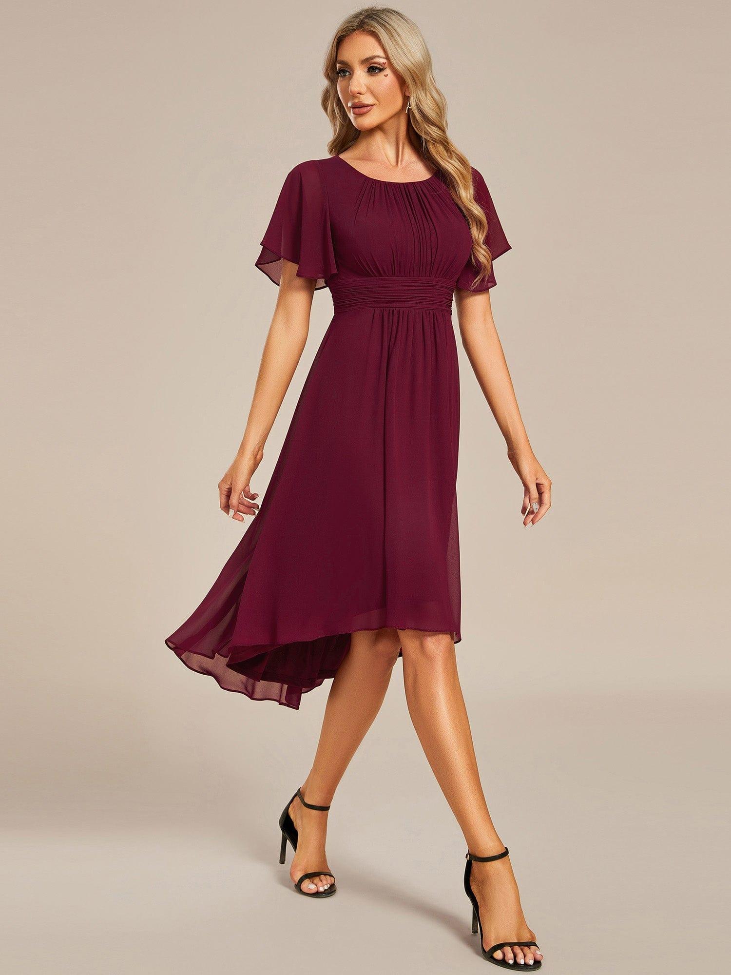 ever EDEN|Flowy Chiffon Round Neckline A-Line Knee Length Bridesmaid Dress
