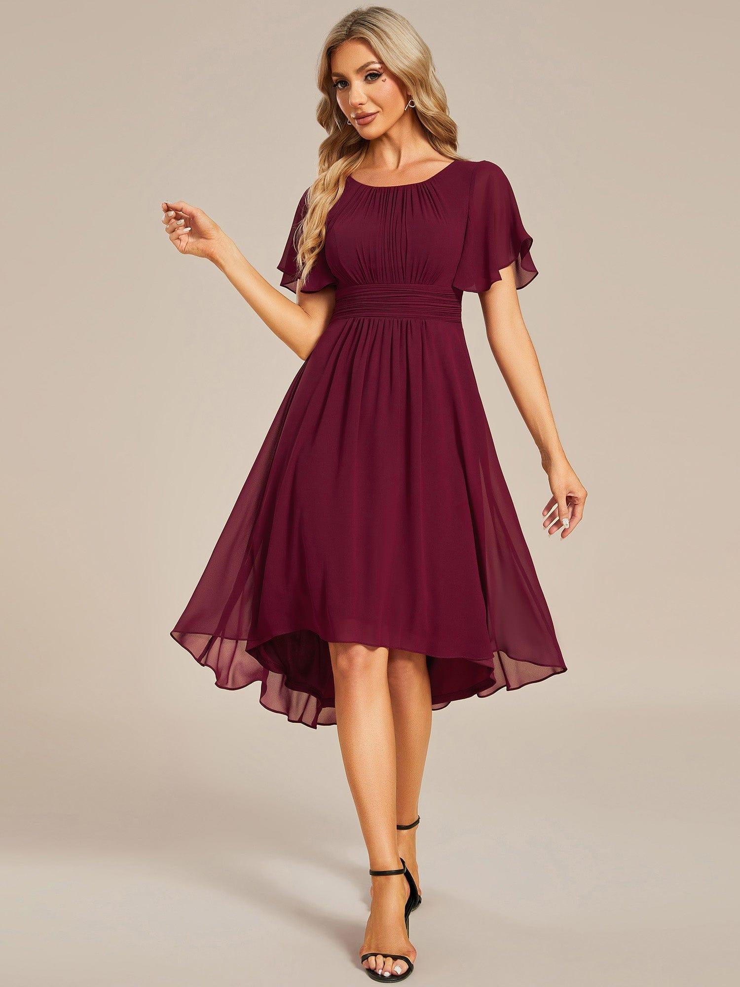 ever EDEN|Flowy Chiffon Round Neckline A-Line Knee Length Bridesmaid Dress