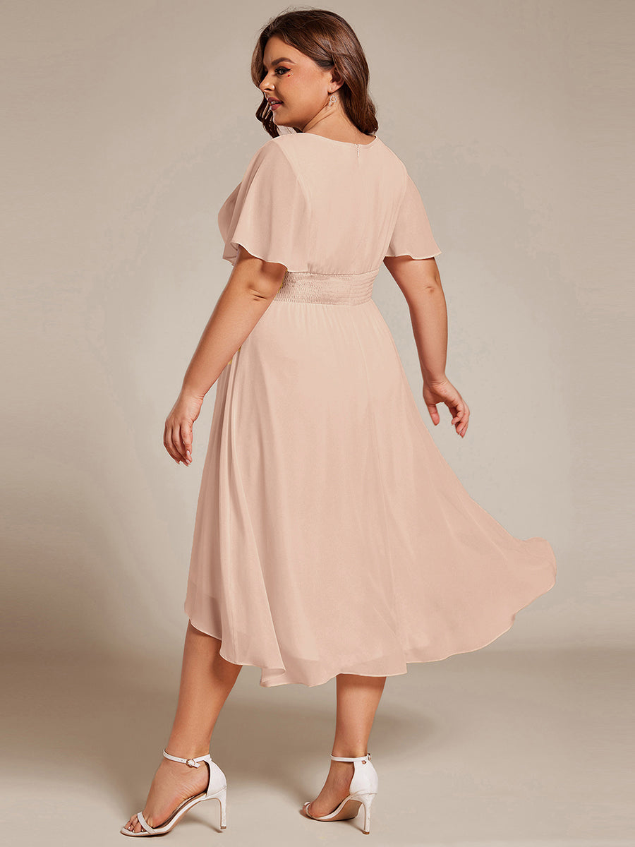 ever EDEN|Chic A-Line Pleated Knee-Length Flowy Chiffon Wedding Guest Dress