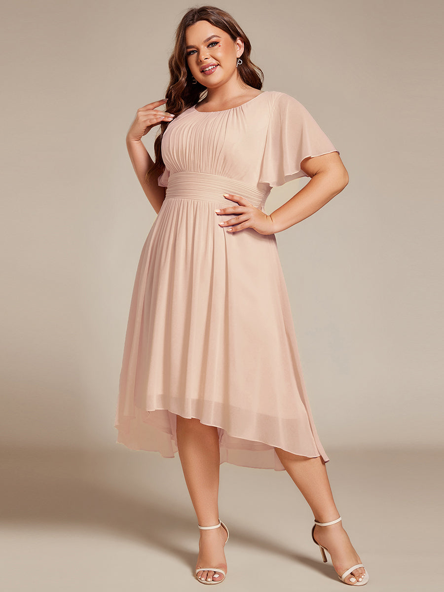 ever EDEN|Chic A-Line Pleated Knee-Length Flowy Chiffon Wedding Guest Dress