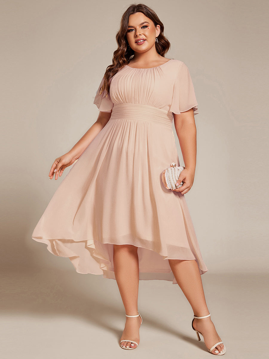 ever EDEN|Chic A-Line Pleated Knee-Length Flowy Chiffon Wedding Guest Dress