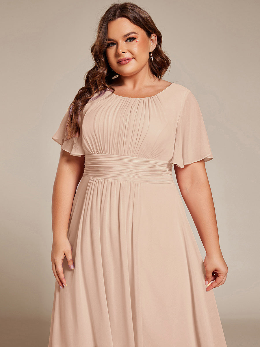 ever EDEN|Chic A-Line Pleated Knee-Length Flowy Chiffon Wedding Guest Dress