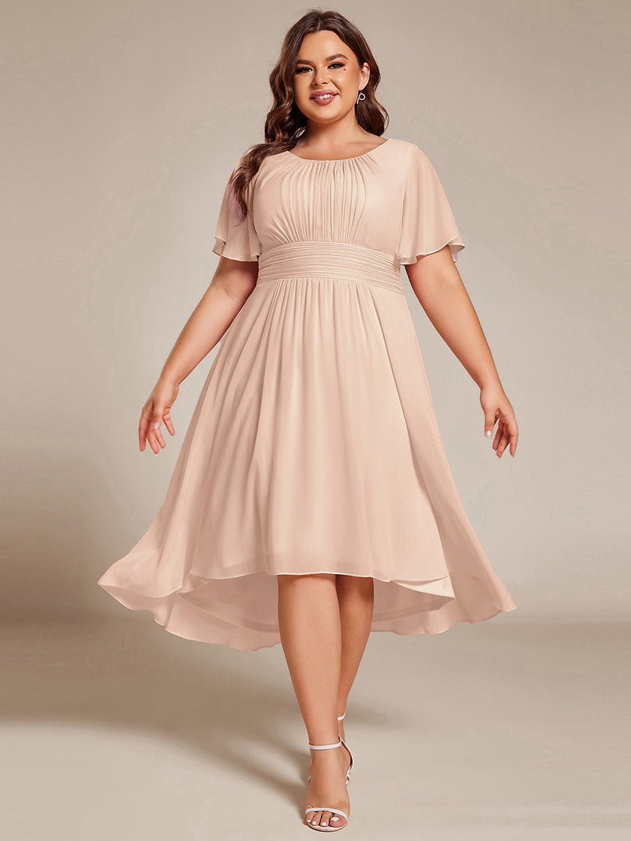 ever EDEN|Chic A-Line Pleated Knee-Length Flowy Chiffon Wedding Guest Dress