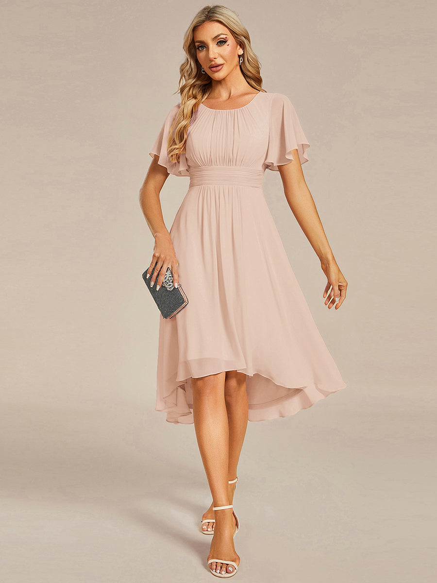 ever EDEN|Chic A-Line Pleated Knee-Length Flowy Chiffon Wedding Guest Dress