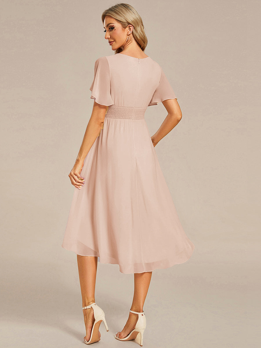 ever EDEN|Chic A-Line Pleated Knee-Length Flowy Chiffon Wedding Guest Dress