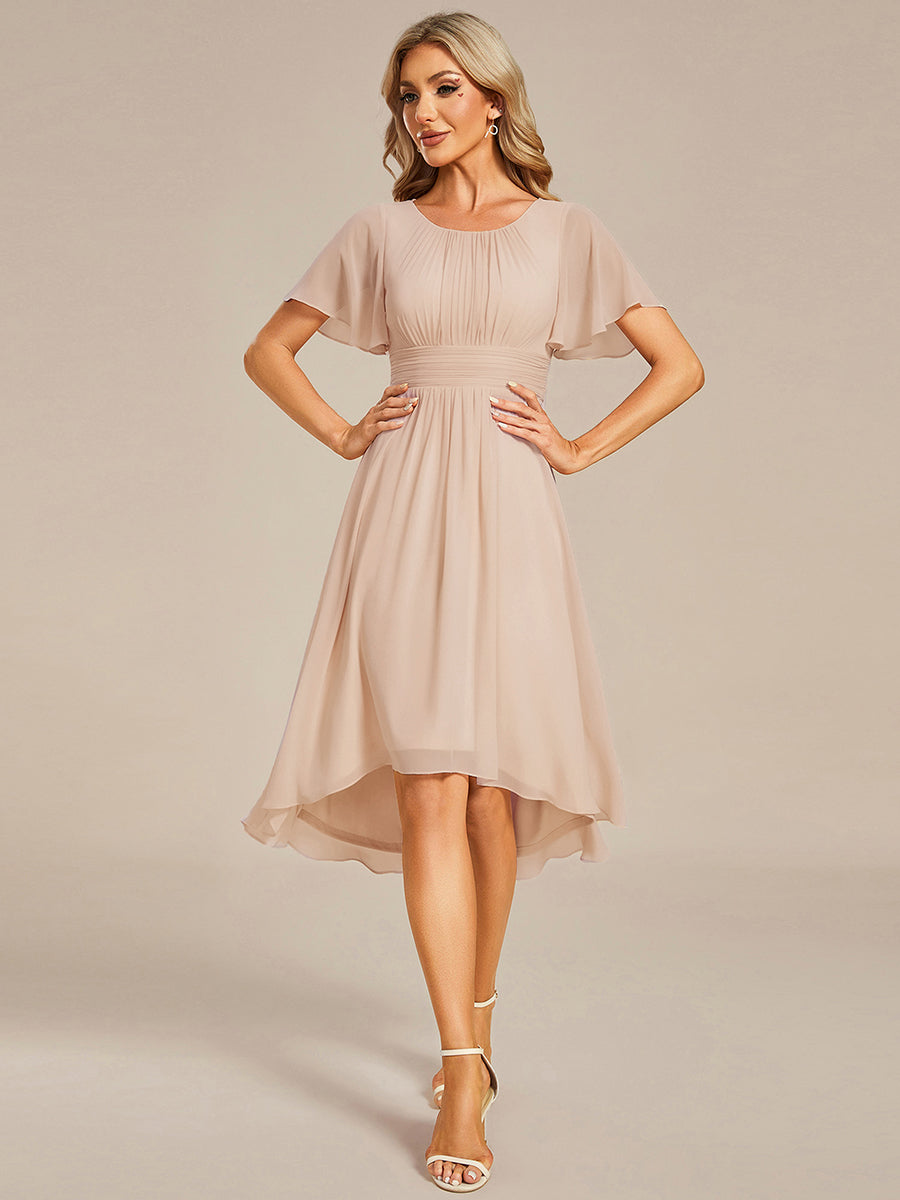 ever EDEN|Chic A-Line Pleated Knee-Length Flowy Chiffon Wedding Guest Dress