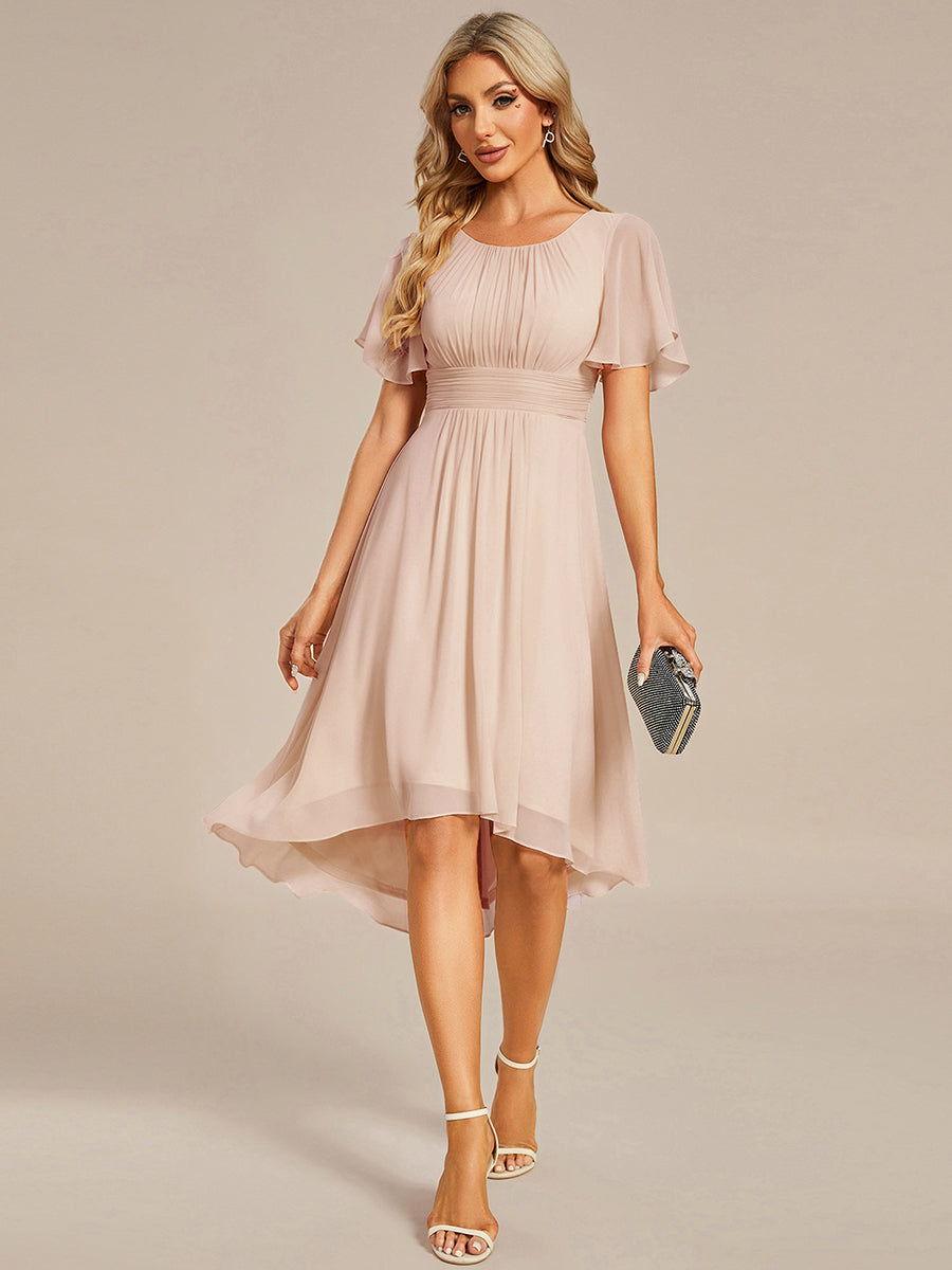 ever EDEN|Chic A-Line Pleated Knee-Length Flowy Chiffon Wedding Guest Dress