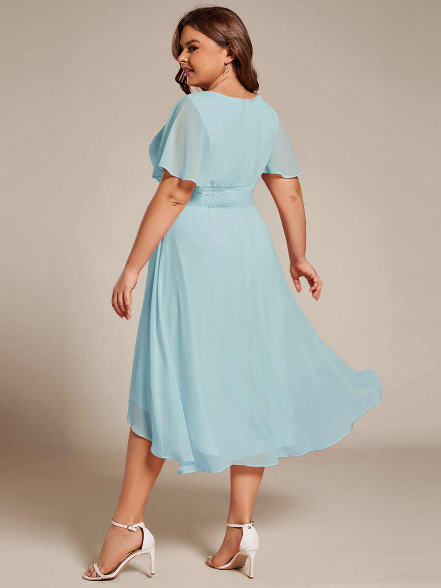 ever EDEN|Chic A-Line Pleated Knee-Length Flowy Chiffon Wedding Guest Dress