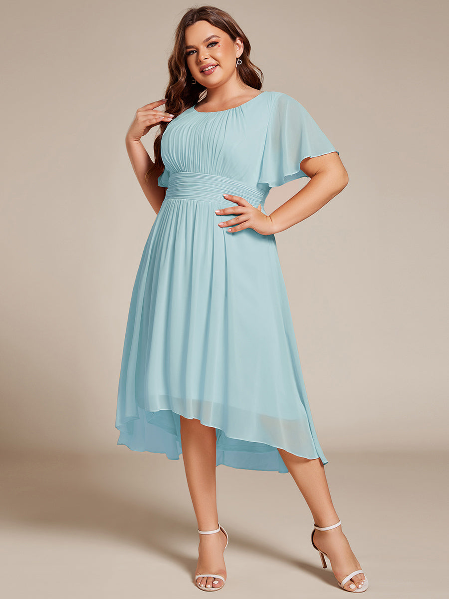ever EDEN|Chic A-Line Pleated Knee-Length Flowy Chiffon Wedding Guest Dress