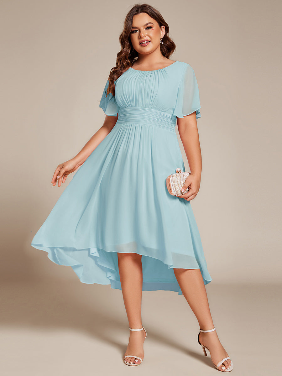 ever EDEN|Chic A-Line Pleated Knee-Length Flowy Chiffon Wedding Guest Dress