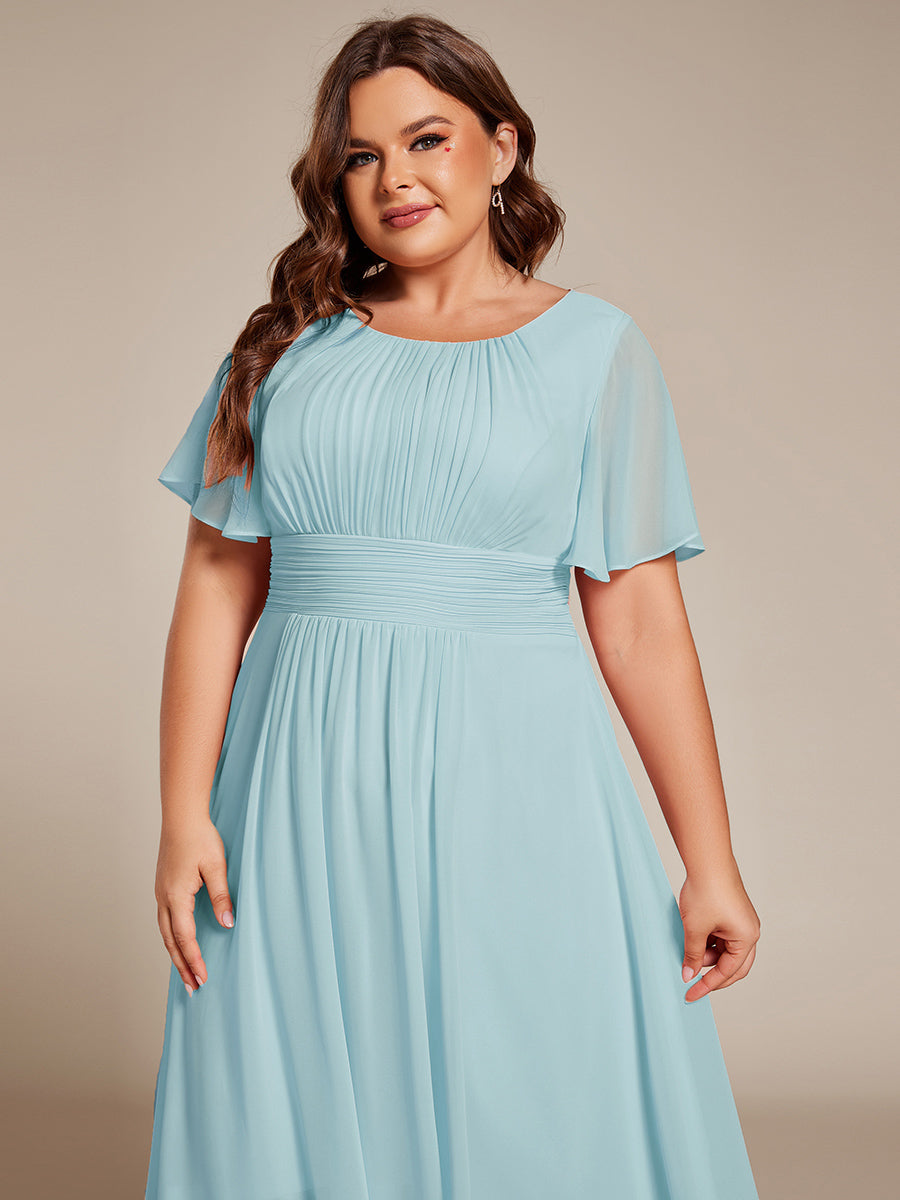 ever EDEN|Chic A-Line Pleated Knee-Length Flowy Chiffon Wedding Guest Dress