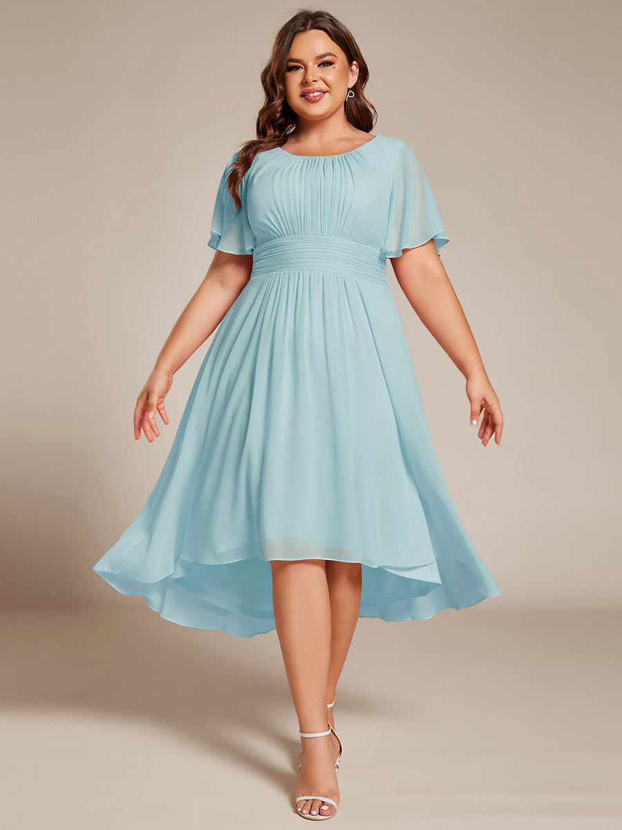 ever EDEN|Chic A-Line Pleated Knee-Length Flowy Chiffon Wedding Guest Dress