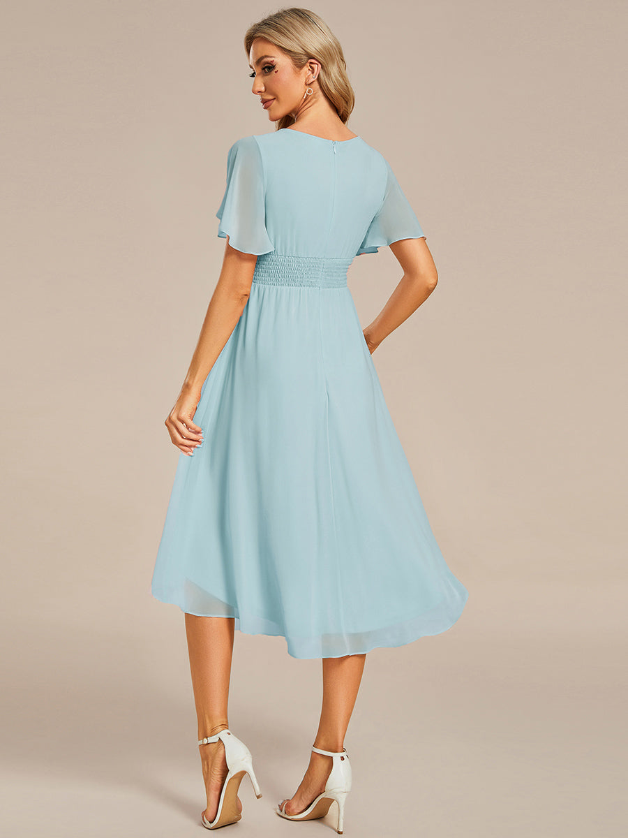 ever EDEN|Chic A-Line Pleated Knee-Length Flowy Chiffon Wedding Guest Dress