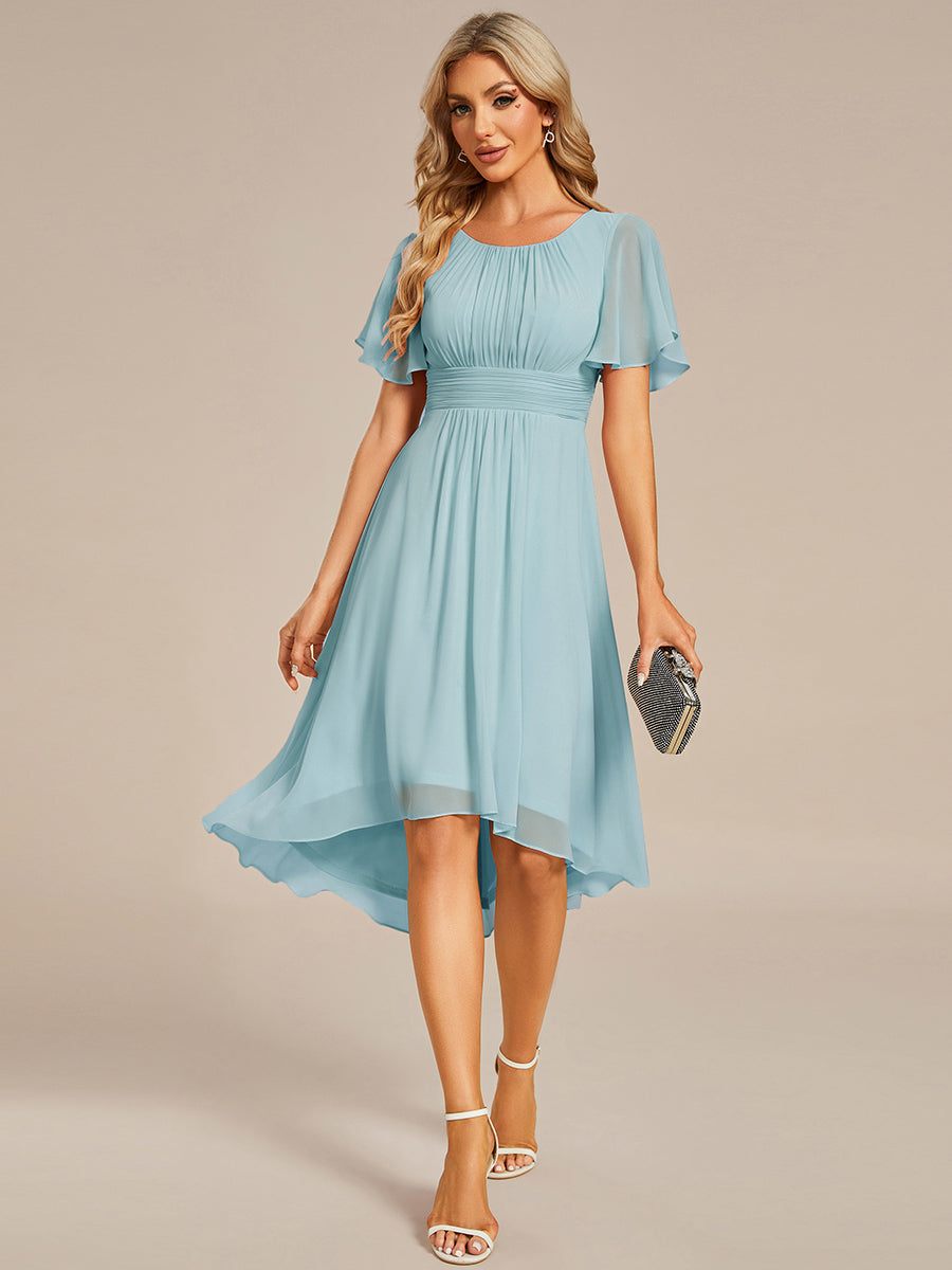 ever EDEN|Chic A-Line Pleated Knee-Length Flowy Chiffon Wedding Guest Dress