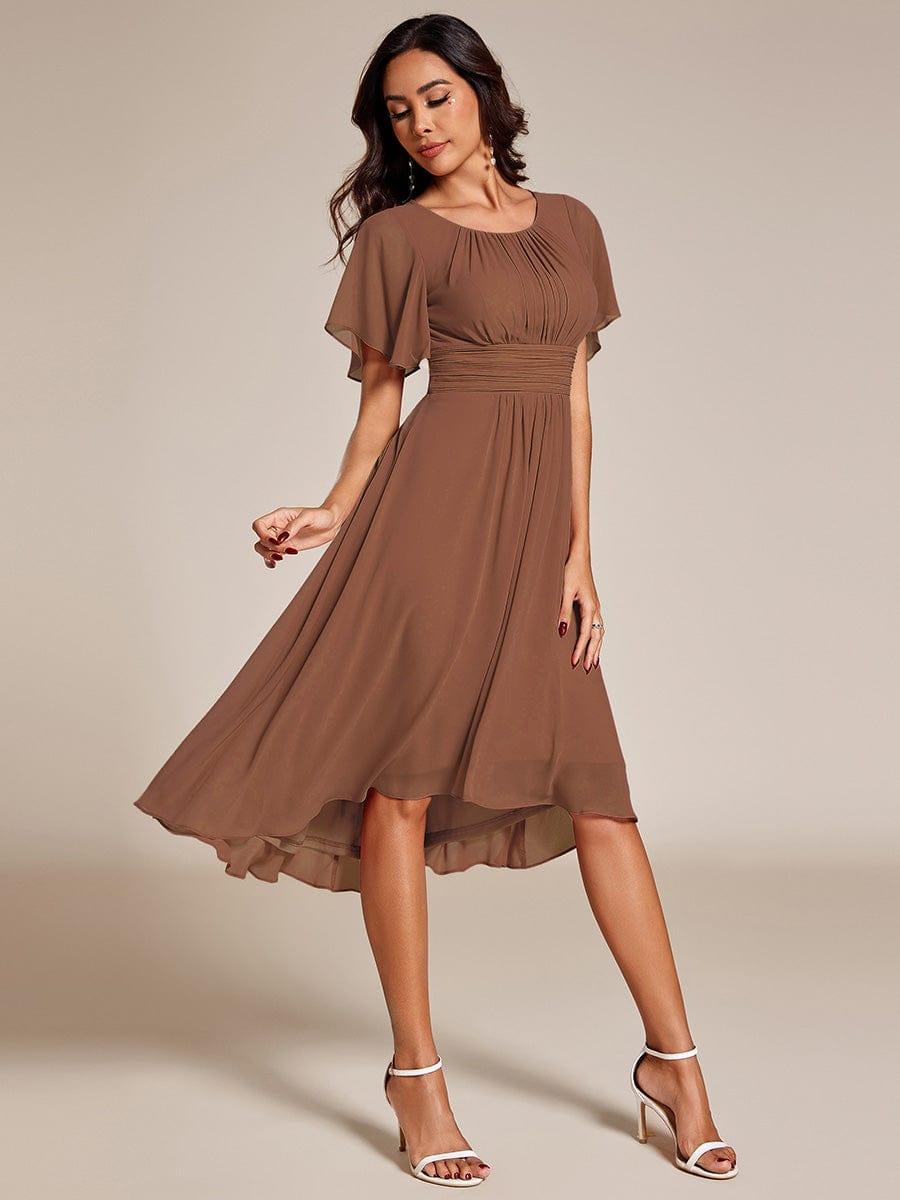 ever EDEN|Flowy Chiffon Round Neckline A-Line Knee Length Bridesmaid Dress