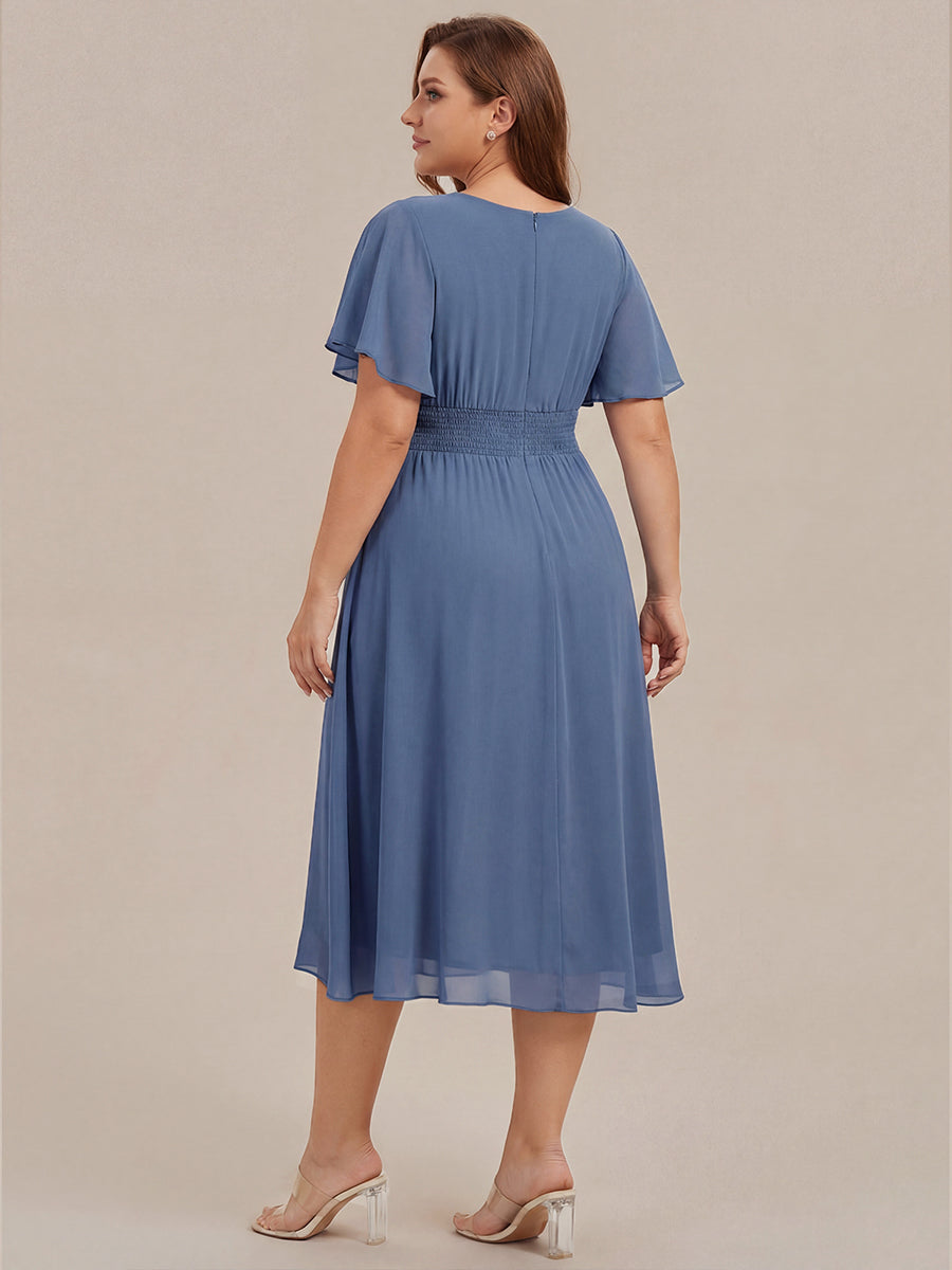 ever EDEN|Flowy Chiffon Round Neckline A-Line Knee Length Wedding Guest Dress