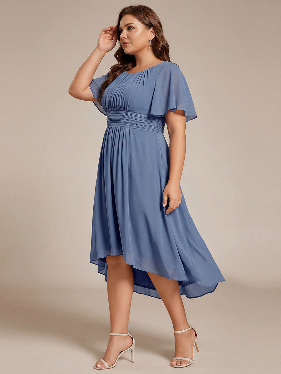ever EDEN|Flowy Chiffon Round Neckline A-Line Knee Length Wedding Guest Dress